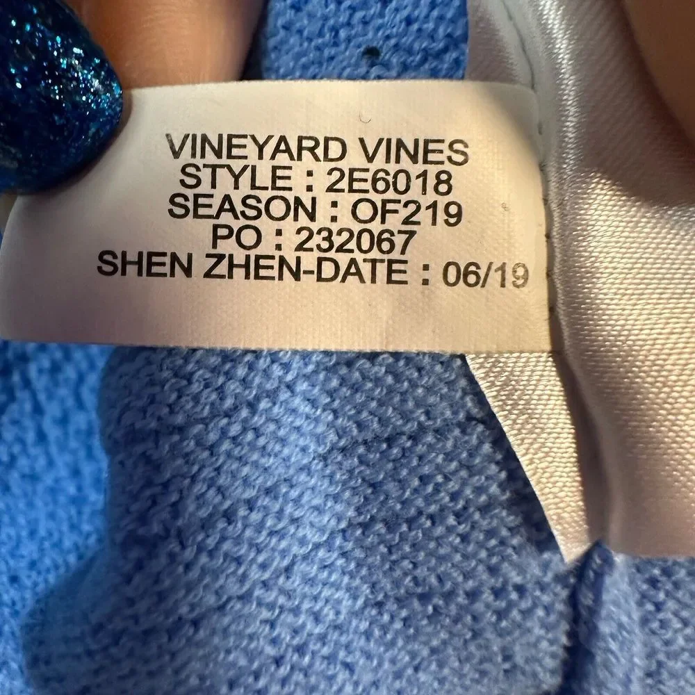 Vineyard Vines Waffle Knit Thermal Long Sleeve Sweater Blue Men's Small Crewneck